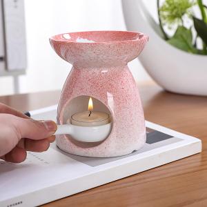 Elsjoy Set of 2 Ceramic Tealight Candle Holder, Essential Oil Burner Wax Melt Burner with Spoons, Aromatherapy Tealight Wax Warmer for Bedroom, Gift, Home Decor