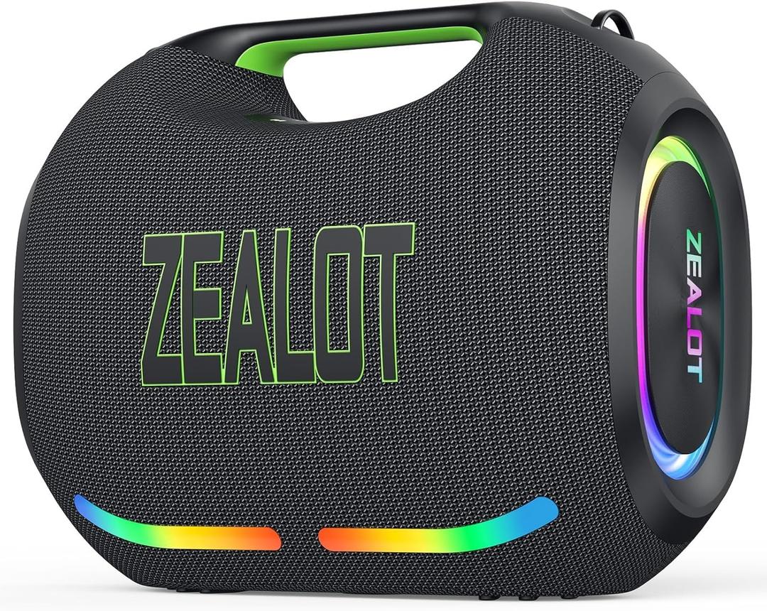 ZEALOT Loud Portable Bluetooth Speaker, 300W Max Wireless with LED Light, Dual Pairing, XBass, Bluetooth 5.3, 48000mAh, Outdoor Waterproof Speaker for Camping, Beach and Party