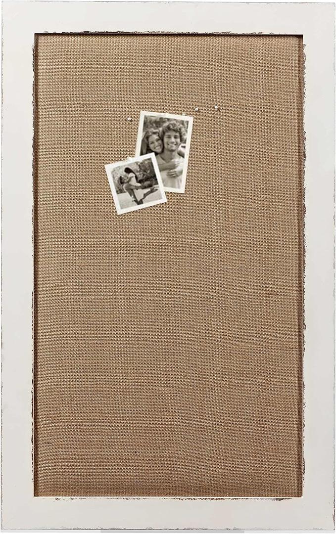 Linen Bulletin Boards for Walls 18 X 29 Inches Wooden Frame, White Pin Board Decorative Cork Board for Office Home Kitchen, Message Notice Vision Board, Wall Organizer Display Board