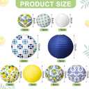 Rossesay 12 Pcs Paper Lantern Kit Amalfi Coast Capri Positano Lemon Party Supplies Summer Mediterranean Decorations Yellow Green White Lemon Pattern for Baby Shower Wedding Birthday Decorations