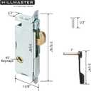 HILLMASTER Patio Door Handle Set with Mortise Lock 45 for Replacement Mortise Style Reversible Design Non-keyed Sliding Patio Glass Door Handles, Fits 3-15/16 Screw Hole Spacing Black Finish