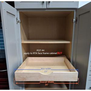 23'' Width Drawer Box Wooden Roll Out Tray Wood Pull Out Tray, Kitchen Cabinet Organizer, Kitchen Organization Storage Drawer, Pantry Organization and Storage Pull-out Shelf (Fit RTA Cabinet B27) (POT#4 (24''W x 21''D))