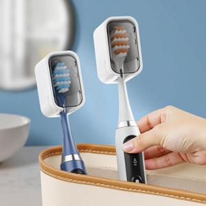 Travel Toothbrush Cover 2PCS Thickened, Electric Toothbrush Covers Caps, Portable&Daily Toothbrush Caps for Travel, Bathroom, Camping, Business, Grey
