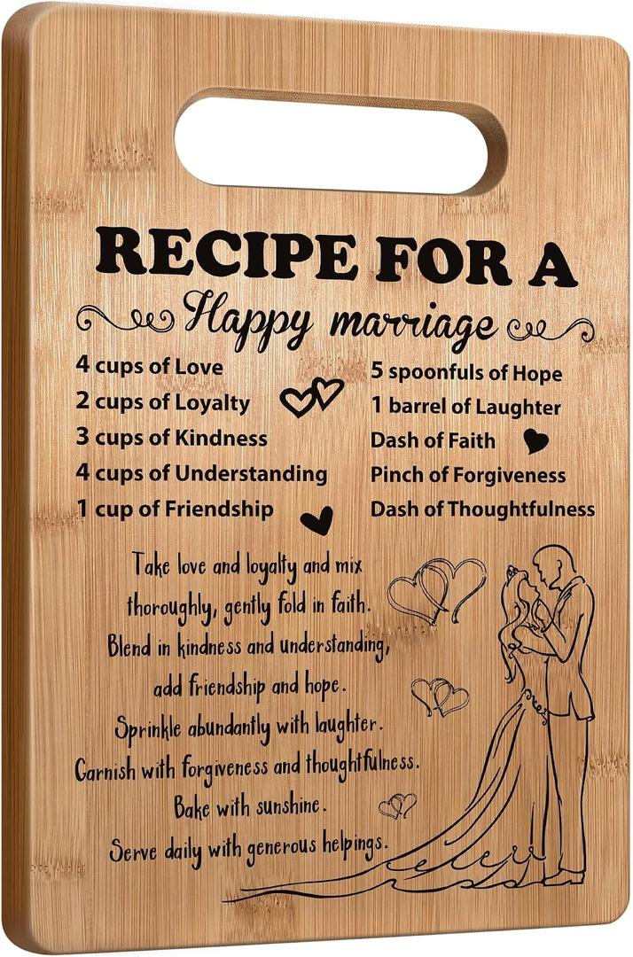 Wedding Gift for Couple 2026, Bridal Shower Gifts for Bride and Groom Engagement, Happy Marriage Cutting Board, Gifts for Wedding Shower, Newlywed Mr and Mrs Gifts Bride to Be Gifts