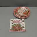 Christmas Gingerbread Plates and Napkins,Christmas Decorations Red Black Buffalo Plaid Ice Cream Sweet Christmas Gingerbread Man Tableware for Xmas Winter Holiday Party Supplies Decor