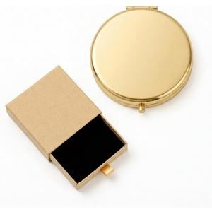 Magnifying Compact Double-Sided 1X/2X Round Pocket Handheld Travel Makeup Portable Pocket Mirror (1, Gold)