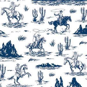 Livelynine 17.5x276 Western Cowboy Peel and Stick Wallpaper Vintage Country Farmhouse Dark Blue and White Wall Paper for Bathroom Bedroom Wild West Cottage Core Cowgirl Mural Removable Contact Paper