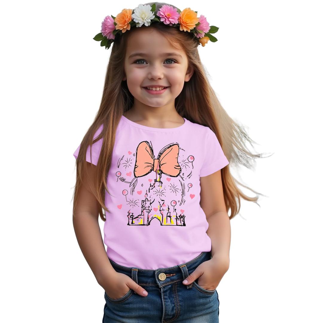 CM C&M WODRO Magic Kingdom Castle Shirt Toddler Baby Girls Magical Graphic T-Shirt Kids Summer Fairy Tale Short Sleeve Tees(Purple,9-10 Years)