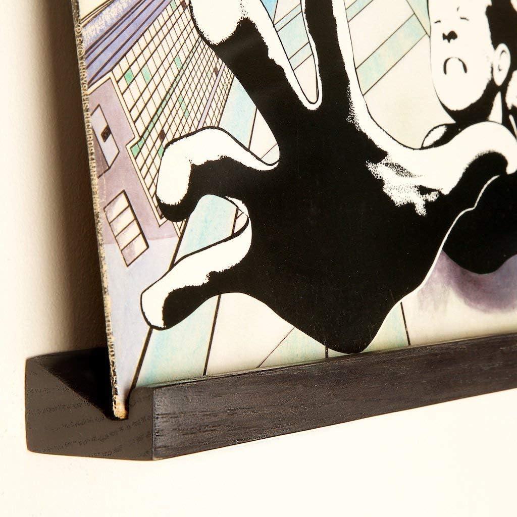 KAIU Vinyl Record Wall Mount, Solid Oak Floating Record Shelf for Albums, Slim & Elegant Wall Shelf, Easy Installation and Swap Out Records for Your Home  Black