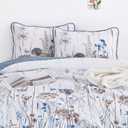 Dobuyly Blue King Size Quilts for Bed, Floral Botanical King Quilt Bedding Set 3 Pieces, Soft Lightweight Microfiber Brown Flower Bedspread Coverlet Set for All Season, 110"x90"