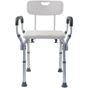 Essential Medical Supply Height Adjustable Shower and Bath Bench with Back, Padded Arms and Textured Seat - Perfect Shower Chair for Inside Shower or Tub for Seniors and Adults - Supports 300lbs.