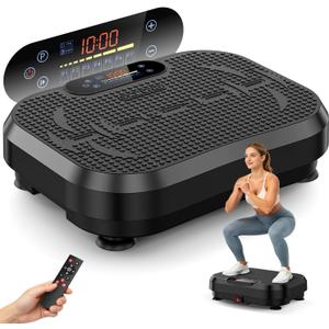 Multi-Functional Vibration Plate Exercise Machine | 450Lbs Capacity 199 Speeds Whole Body Workout Fitness Platform for Lymphatic Drainage & Muscle Activation