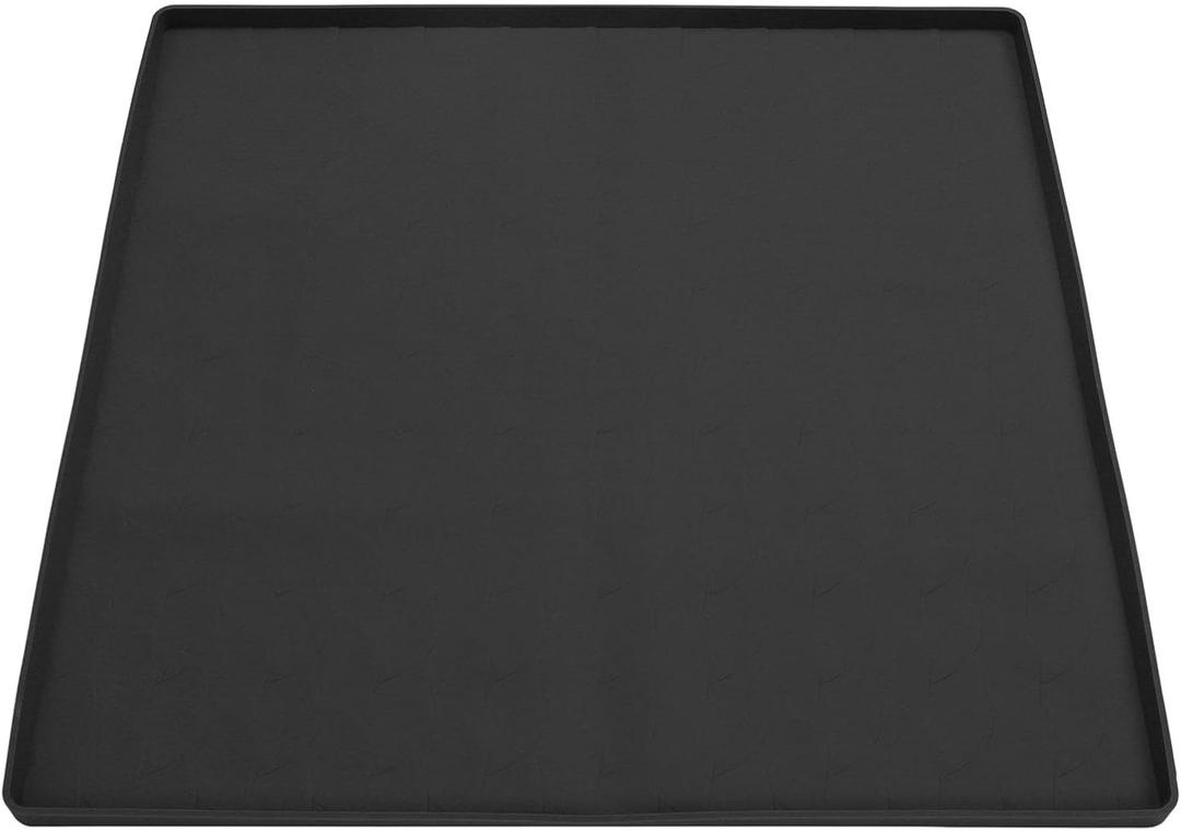 60 x 60cm Washer Dryer Top Cover, Silicone Non Slip Protective Mat with Raised Edges, Easy to Clean and Store, Suitable for Laundry, Kitchen, Pet Feeding Mats, Coffee Mats (Black)