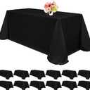 12 Pack Black Tablecloths for 8ft Rectangle Tables 90 x 132 Inch - Polyester Table Cover Stain and Wrinkle Resistant Washable Fabric Table Clothes for Wedding Party Banquet Reception Restaurant