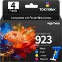 923 Ink Cartridges Combo Pack for HP Printers Replacement for HP 923 HP923 Ink Cartridge Work for OfficeJet Pro 8130e 8125e 8120e 8135e 8138e 8139e 8122e 8120 8122 8123 Printer Without Chip (4 Pack)