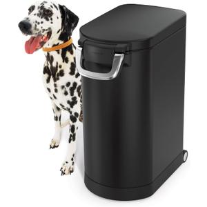 simplehuman 30 Liter, 32 lb / 14.5 kg Large Pet Food Storage Container for Dog Food, Cat Food, and Bird Feed, Matte Black