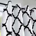 Melodieux Moroccan Fashion Room Darkening Blackout Grommet Curtain for Bedroom Kitchen Small Windows, 52 by 45 Inch, Off White/Black (1 Panel)