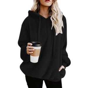 Century Star Womens Fuzzy Hoodies Pullover Sport Hoodie Cozy Oversized Pockets Hooded Sweatshirt Athletic Fleece Hoodies (XX-Large, Black)
