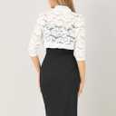 Allegra K Women's Elegant Lace Cardigan Ruffle Collar Crop 3/4 Sleeve Sheer Bolero Floral Lace Shrug Top (White, S)