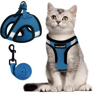 FAYOGOO Cat Harness, Cat Leash and Harness Set for Walking Escape Proof, Harness for Small Cats/Small Dogs, Large Kitten/Puppy Harness and Leash, Harness for Cats S-XXL(Tranquil Teal, Large)