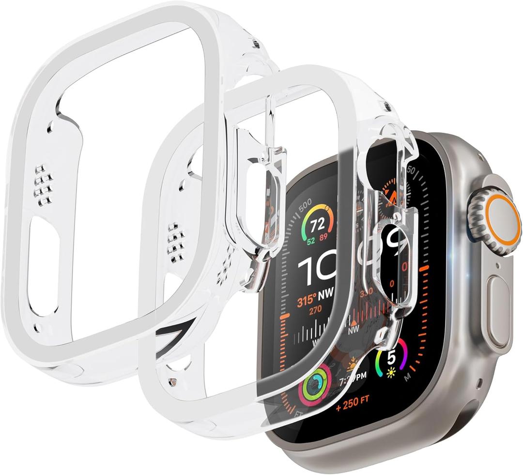 2 Pack [NO Screen Protector] Bumper Case for Apple Watch Ultra/Ultra 2 49mm, Slim Thin Shockproof Bumper Cover, Hard PC Protective Frame All-Around Edge for iWatch 49mm Accessories, Clear