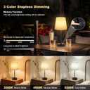 Wowag Cordless Table Lamp,5000mAh Rechargeable Battery Operated Desk Lamp,3 Colors & 7 RGB Stepless Dimmable,Portable Wireless Touch Bedside Night Light for Restaurant, Home,Decor Party,Flaxen Shade
