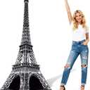 6 Ft 3D Eiffel Tower Cardboard Cutout Eiffel Tower Stand Up Cutout Life-Size French Theme Photo Booth Prop Backdrop Sign for France Night of Paris Theme Birthday Party Educational Display