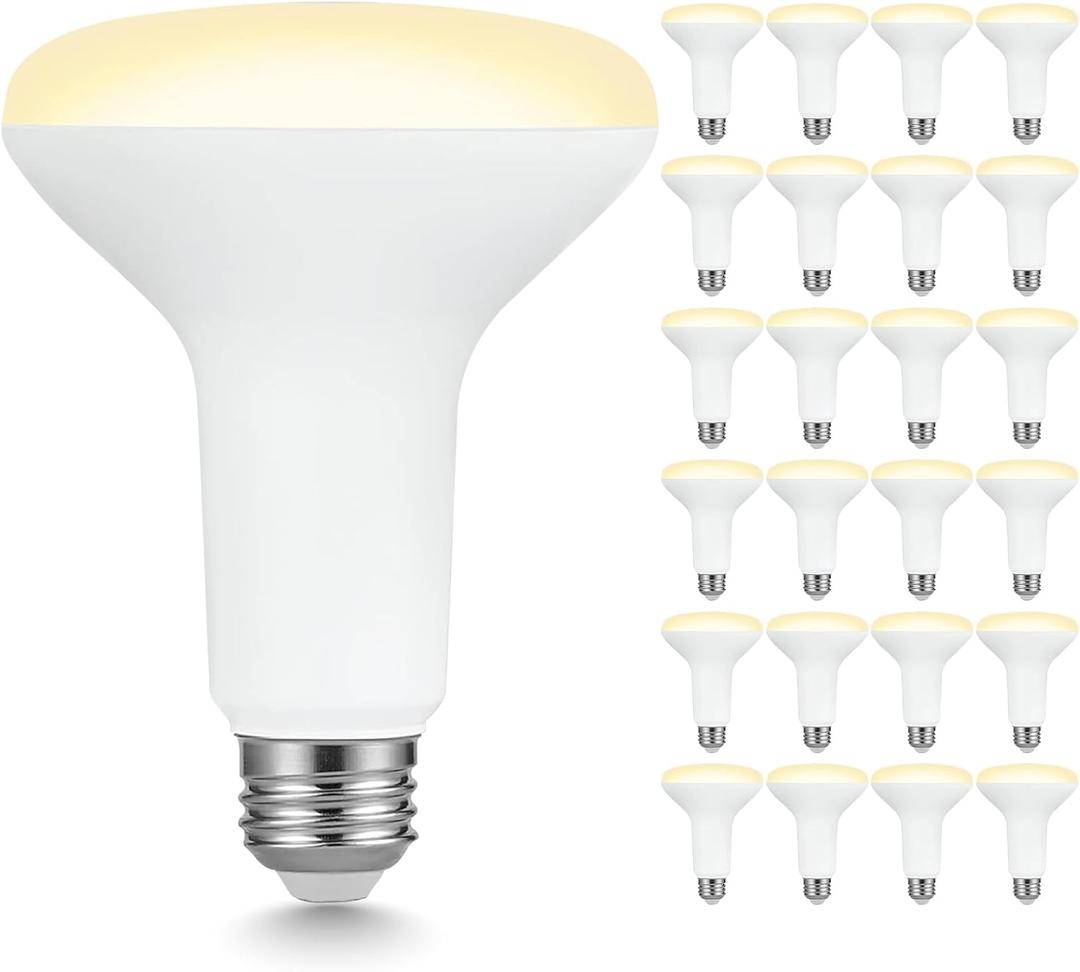 Sigalux 24 Pack BR30 LED Bulbs, 7.5W (65W Equivalent), 650 Lumens, 2700K Soft White, Dimmable, 110 Beam Angle, CRI 80, E26 Base, Indoor Recessed Flood Light for Kitchen, Bedroom, Living Room