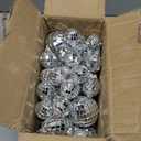 37 Pcs Mini Disco Mirror Ball Ornaments, Silver Disco Mirror Ball, Fun Silver Hanging for Party Decoration, Christmas Tree Ornaments Disco Ball Cup Toppers Wedding Birthday Party Festive Dance