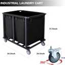 Commercial Laundry Cart with Wheels,600 lbs Heavy Duty Industrial Laundry Cart with Steel Frame and Oxford Cloth Bag,Commercial Laundry Basket for Home,Hotel,Housekeeping,400L(Black)