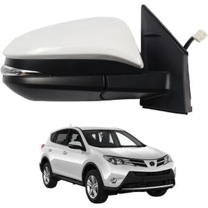Side Mirror for Toyota RAV4 2013 2014 2015 POWER+LAMP+HEAT+BSM-8Pins, Right Passenger Side,replace for Partslink #TO13213111, White RH