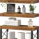 QEEIG Bathroom Shelves Over Toilet - Floating Shelf for Wall Toilet Paper Storage Farmhouse 16 inch Set of 3, Rustic Brown (029-40BN3)