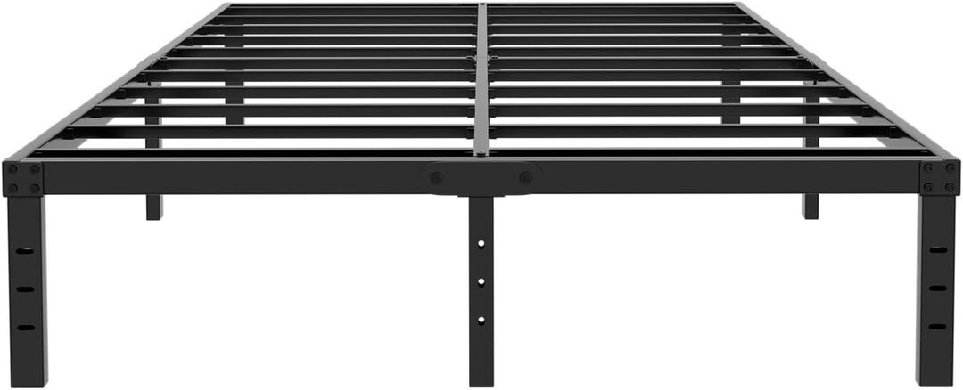 Platform Bed Frame-Steel Slat Non -Slip 18 Inch High Mattress Foundation-No Box Spring Needed