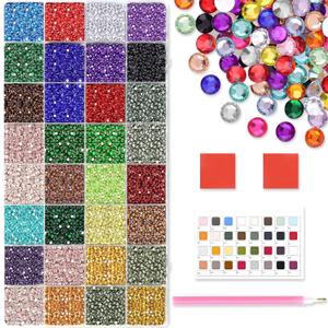 32 Colors 32,000 PCS Acrylic Diamond Painting Beads, Flat Bottom Round Rhinestones for 5D DIY Craft, Boxed with DMC Color Codes