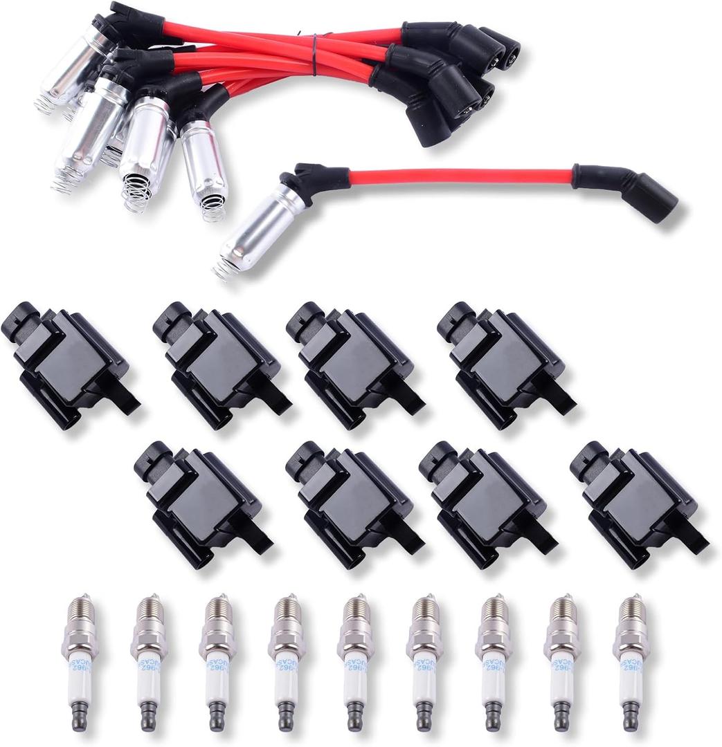 SUSUCAR D581 UF271 Square Ignition Coils, Spark Plugs 41-962, Spark Plug Wires M8-48322R, Fit for Chevy Silverado 1500 Tahoe GMC Sierra Yukon Savana Hummer H2 Cadillac 4.8L 5.3L 6.0L 8.1L