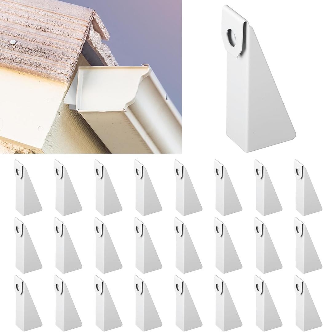 25pcs Aluminum Gutter Wedges for 5-inch K-Style Gutters, Levels Rain Gutters on Angled Fascia for Proper Installation and Drainage for Roof Pitch (1/2 or 28 Slope, White)