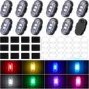 Xuhal 12 Pcs Wireless LED Strobe Lights with Remote Control 8 Colors RGB High Brightness Waterproof Anti Collision USB Emergency Warning Lights Bulk for Car Motorcycle Truck RC Aircraft Bike (Black)