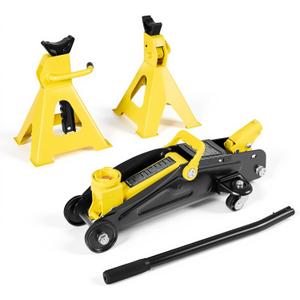VEVOR Low Profile Floor Jack, 2 Ton (4400 lbs) Capacity, Steel Racing Floor Jack with Stands, Single Piston Quick Lift Pump, Hydraulic Trolley Car Lift for Compact SUVs, Lifting Range 5.1-12.2 Inches