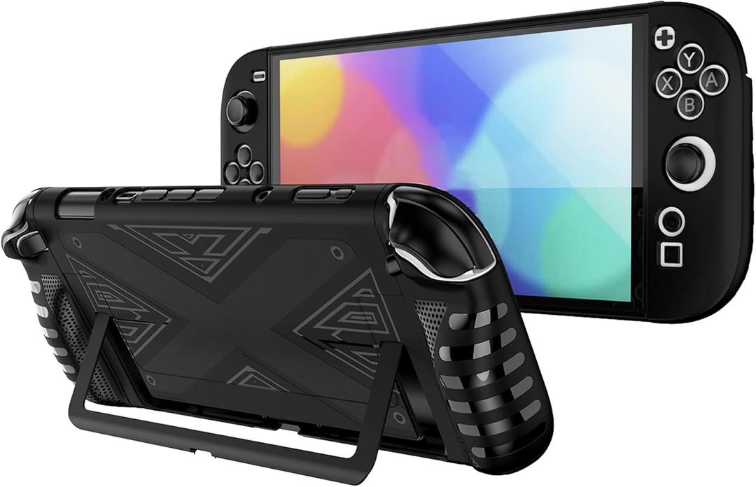 Protective Case Dockable for Switch 2 DOBEWINGDELOU TPU Protector Case Cover Skin Accessories for Game Handheld 2025 Shockproof Non-Slip Anti-Collision Black