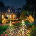 Forlivese 2PCS Solar Watering Can with Lights, Solar Lights Outdoor Decorations with Hanging Solar Garden Lights with Bracket Waterproof Watering Can Landscape Light for Patio Gardening Pathway 90LED