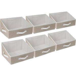6 Pack Closet Storage Bins for Shelves, Shelf Baskets for Organization,Closet Organizers and Storage,Trapezoid Storage Bin Closet Shelf Organizer for Clothes,Toys,Towel,Book,Baby Clothing (6PC-Coffee)