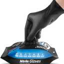 3 x Disposable Nitrile Gloves, 5 Mil Thickness Latex-Free & Powder-Free Food Safe, Cooking, Cleaning Gloves (Black of 50)