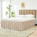 Biscaynebay Wrap Around Bed Skirts for King & Cal King Beds 14" Drop, Sand Adjustable Elastic Dust Ruffles Easy Fit Wrinkle Resistant Silky Luxurious Fabric Machine Washable