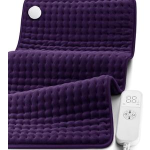 Heating Pad for Back, Neck & Shoulder Pain Relief, 17"x33" Electric Moist/Dry Heat Pad, 6 Heat & 4 Timer Settings, Auto Shut-Off, Machine Washable, Gifts for Valentine's Day, Women, Mom, Wife (Purple)