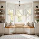 jinchan Linen Pinch Pleated Kitchen Curtains 36 Inch 4 Panels, Natural Linen Tier Curtains Back Tab Farmhouse Cafe, Light Filtering Small Window Drapes for Bathroom Laundry Room Beige