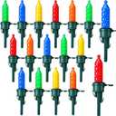 160 Pack Christmas Replacement Mini Bulbs 3 V LED String Lights Outdoor Indoor Wide Angle Bulbs for Christmas Tree Garden Home (Green Base with Multicolor Bulb)