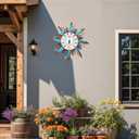 pealstar Large Outdoor Thermometer Sun Decorative Outdoor Thermometers for Patio Waterproof Metal Wall Thermometer No Need Battery for Garden Yard Garage Decor