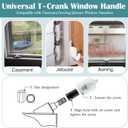4 Pack Universal Tee Crank Casement Window Handles, Low Profile Design Prevents Interference with Window Coverings, Crank Replacement Handles, 1-1/8 x 2-3/8 (White)