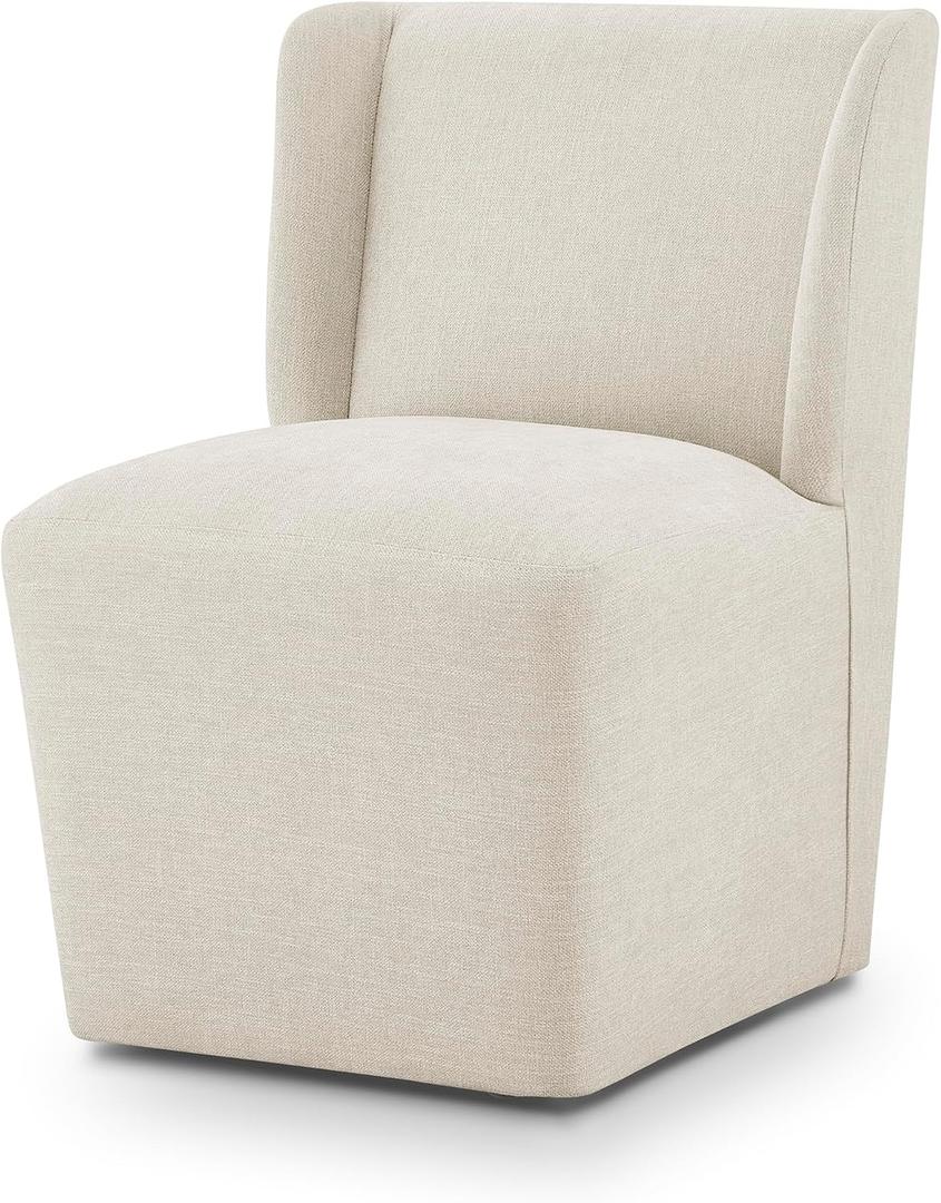 KISLOT Upholstered Dining Chairs Set of 1 with Casters, Cream Beige