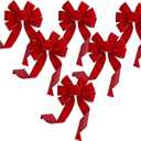 Red Velvet Christmas Wreath Bows - 10" Wide, Set of 16, Front Door Decor, Gate, Fence, Retail Display, Decorations, Gift Basket, Swag & Garland Accessories